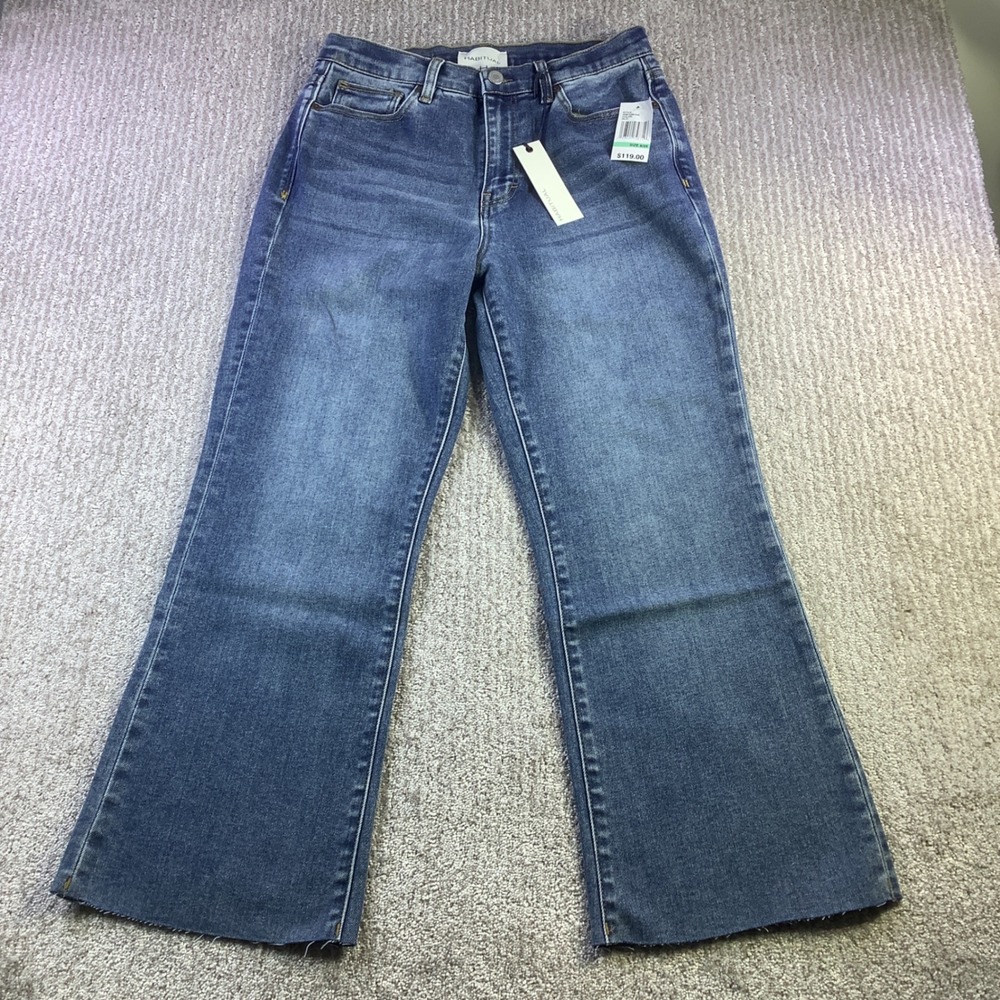 HABITUAL Womens Baltic Flare Leg Jeans Size 8/29 Raw Hem Denim NWT